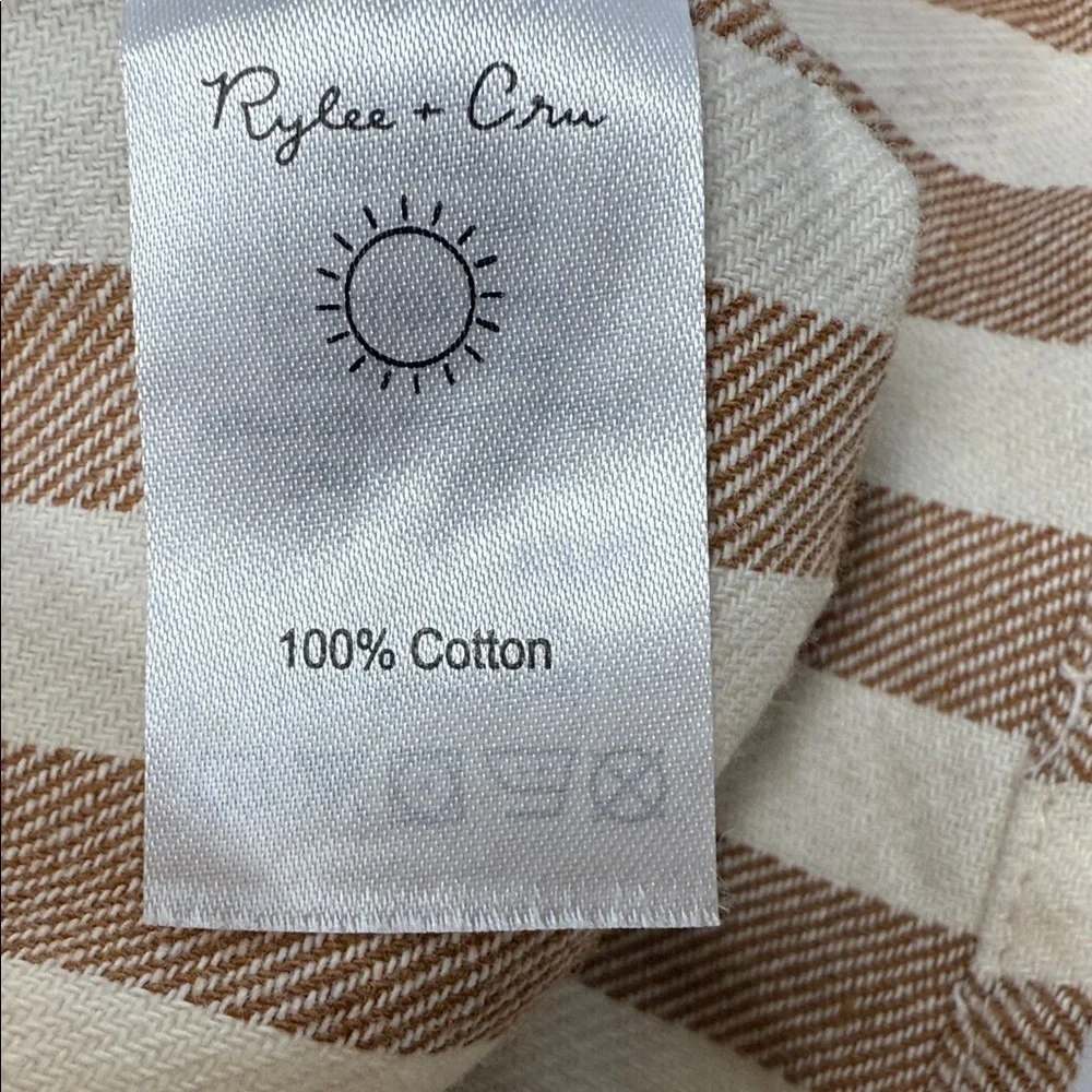Rylee & Cru Striped Brown & Cream Boys Button-Up Shirt Long Sleeve  size 12-14y